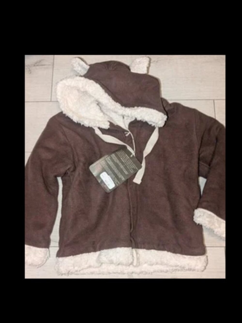 NWT Brown Teddy Bear Ears Hoodie Hooded Thick Coat Jacket Girls 3T